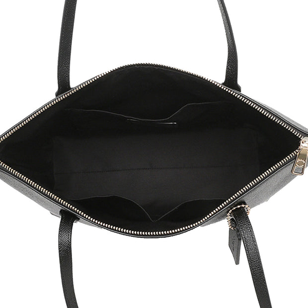 Coach Zip Top Tote Bag in Crossgrain Leather Gold/ Black 4454
