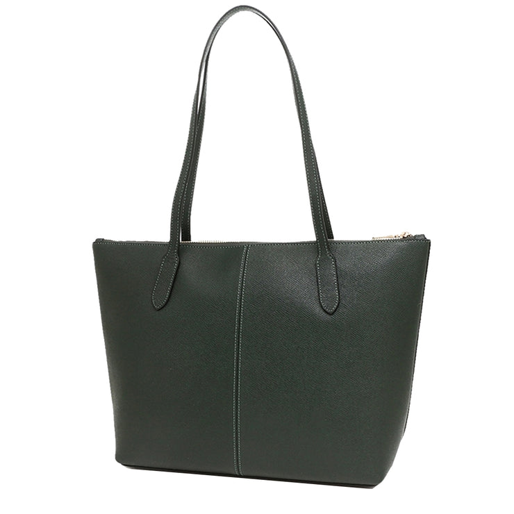 Coach Zip Top Tote Bag in Crossgrain Leather Amazon Green 4454