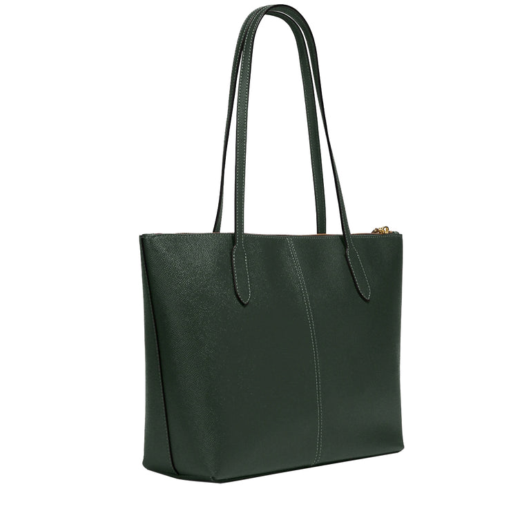 Coach Zip Top Tote Bag in Crossgrain Leather Amazon Green 4454