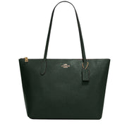 Coach Zip Top Tote Bag in Crossgrain Leather Amazon Green 4454
