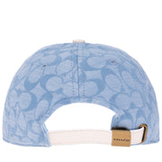 Coach Signature Chambray Baseball Cap in Pale Chambray/ Saddle C4038