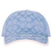 Coach Signature Chambray Baseball Cap in Pale Chambray/ Saddle C4038