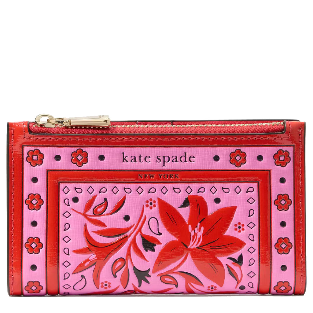 Kate Spade Morgan Bandana Small Slim Bifold Wallet in Pink Multi KH194