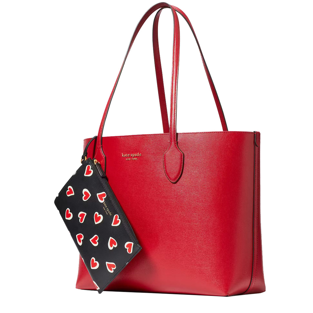 Kate spade red leather tote deals