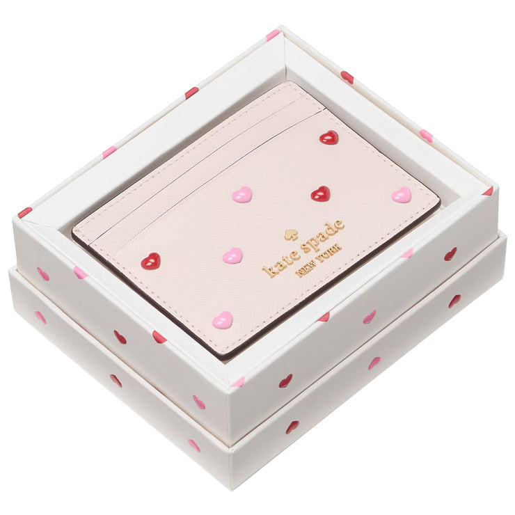 Buy Kate Spade Boxed Madison Heart Studs Small Slim Card Holder in Powdered Sugar KK200 Online in Singapore | PinkOrchard.com