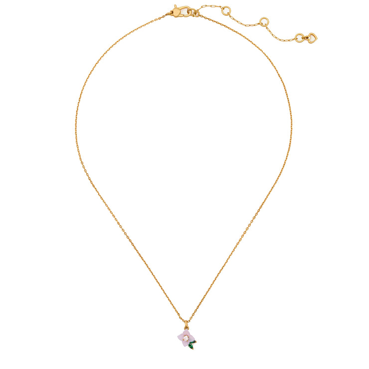 Full Front View of Kate Spade Bursting Blooms Pendant Necklace in Blue Multi KK488