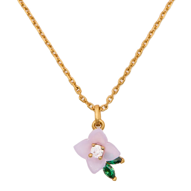 Front View of Kate Spade Bursting Blooms Pendant Necklace in Blue Multi KK488