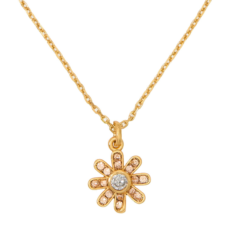 Front View of Kate Spade Bursting Blooms Pendant Necklace in Yellow Gold KK484
