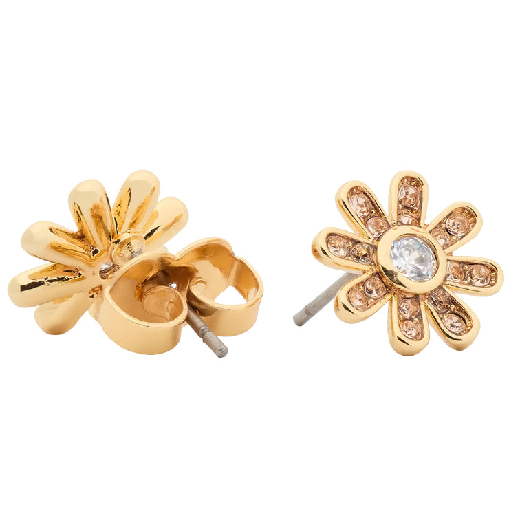 Side & Back View of Kate Spade Bursting Blooms Studs Earrings in Yellow Gold KK485