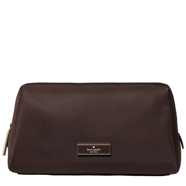 Front View of Kate Spade Carter Nylon Cosmetic Pouch - Hot Fudge KL875