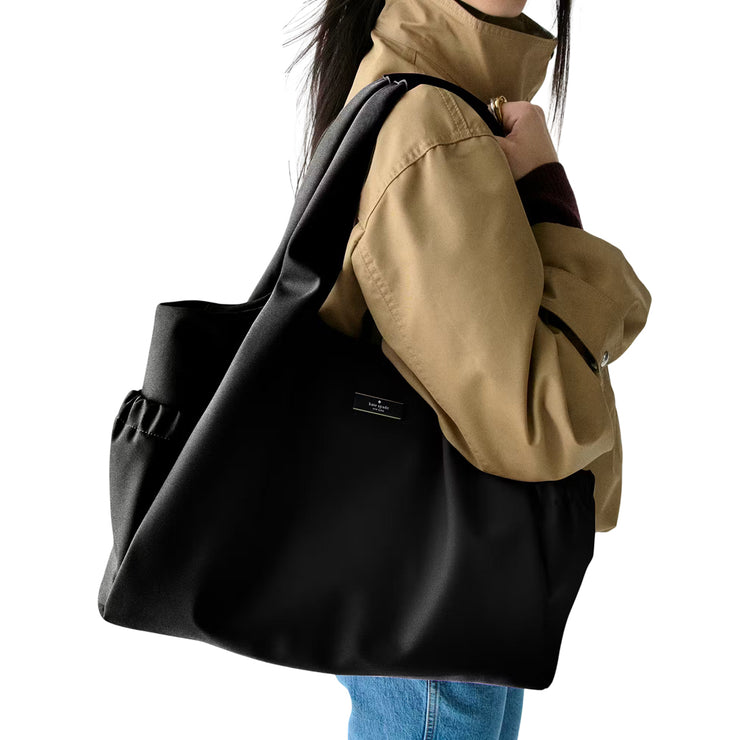 Model Wearing Kate Spade Carter Nylon Large Baby Bag - Black KL960