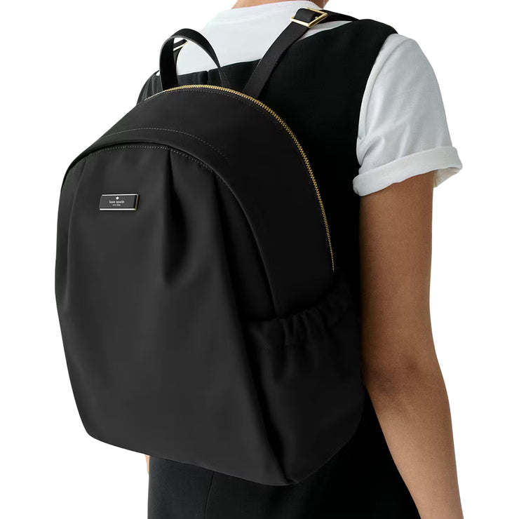 Model Wearing Kate Spade Carter Nylon Large Backpack Bag - Black KL962