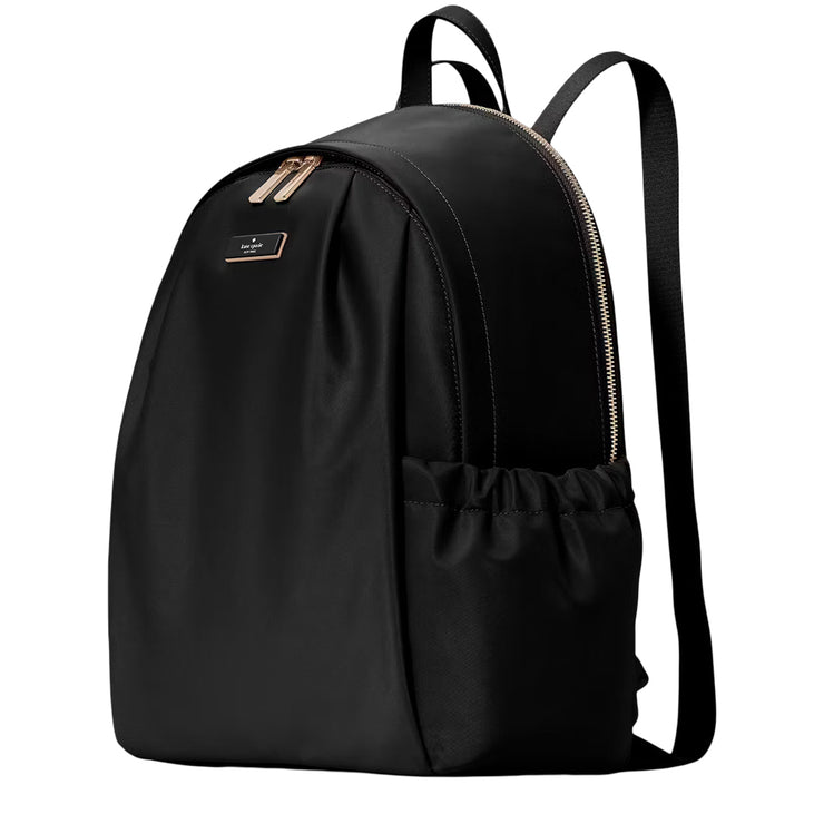 Side View of Kate Spade Carter Nylon Large Backpack Bag - Black KL962