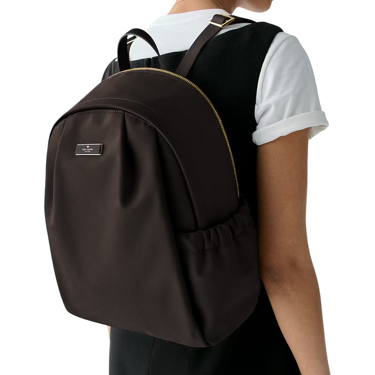 Model Wearing Kate Spade Carter Nylon Large Backpack Bag - Hot Fudge KL962