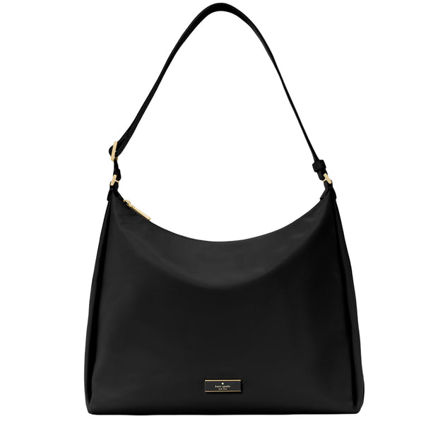 Front View of Kate Spade Carter Nylon Large Convertible Crossbody Bag - Black KL963