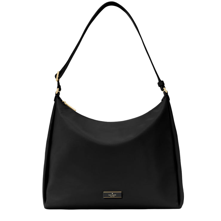Front View of Kate Spade Carter Nylon Large Convertible Crossbody Bag - Black KL963