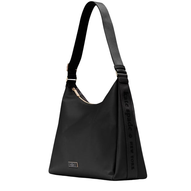 Side View of Kate Spade Carter Nylon Large Convertible Crossbody Bag - Black KL963