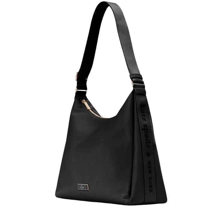 Side View of Kate Spade Carter Nylon Large Convertible Crossbody Bag - Black KL963