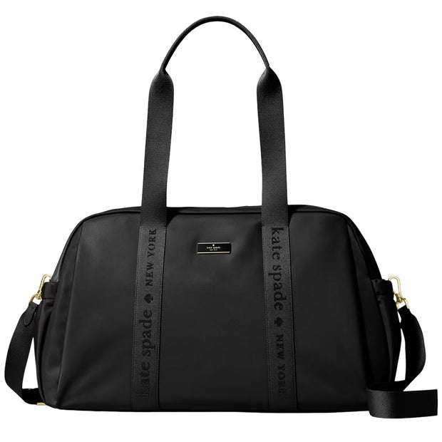 Front View of Kate Spade Carter Nylon Large Weekender Bag - Black KL968