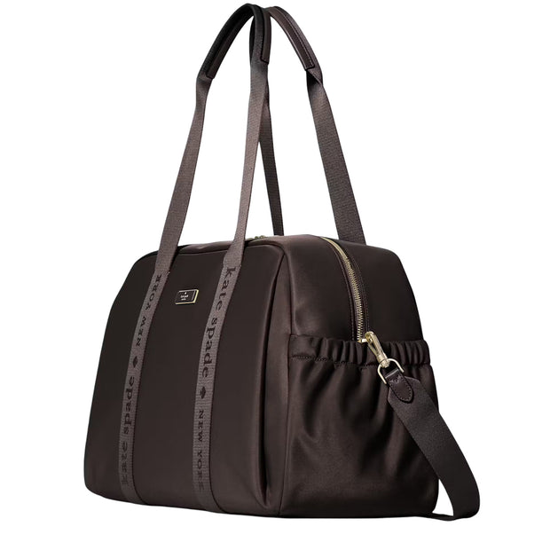 Side View of Kate Spade Carter Nylon Large Weekender Bag - Hot Fudge KL968
