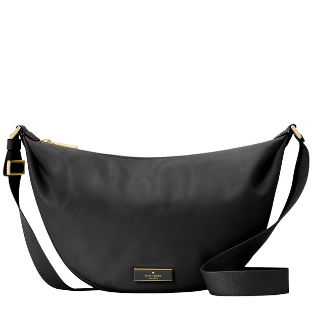 Front View of Kate Spade Carter Nylon Medium Sling Bag - Black KL966