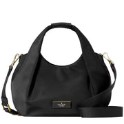 Front View of Kate Spade Carter Nylon Small Pleated Crossbody Bag - Black KL965