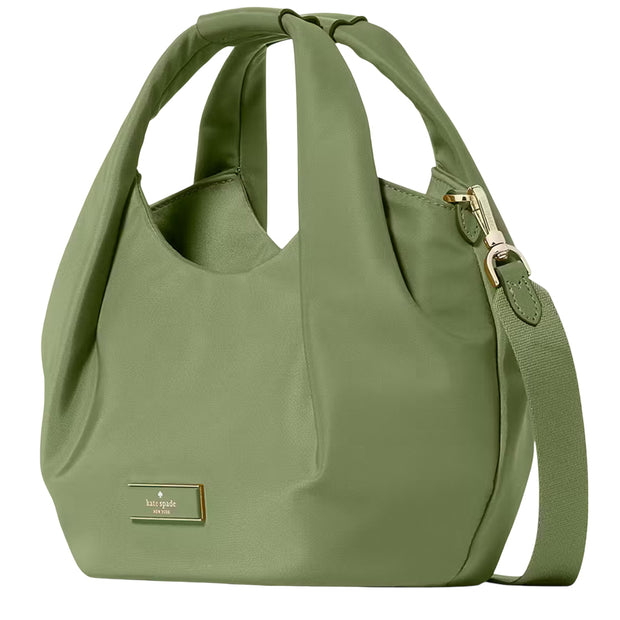 Side View of Kate Spade  Carter Nylon Small Pleated Crossbody Bag - Cedar Stand KL965