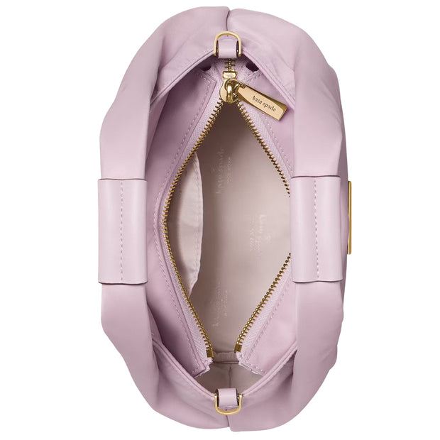 Interior View of Front View of Kate Spade Carter Nylon Small Pleated Crossbody Bag - Lavender Smoke KL965