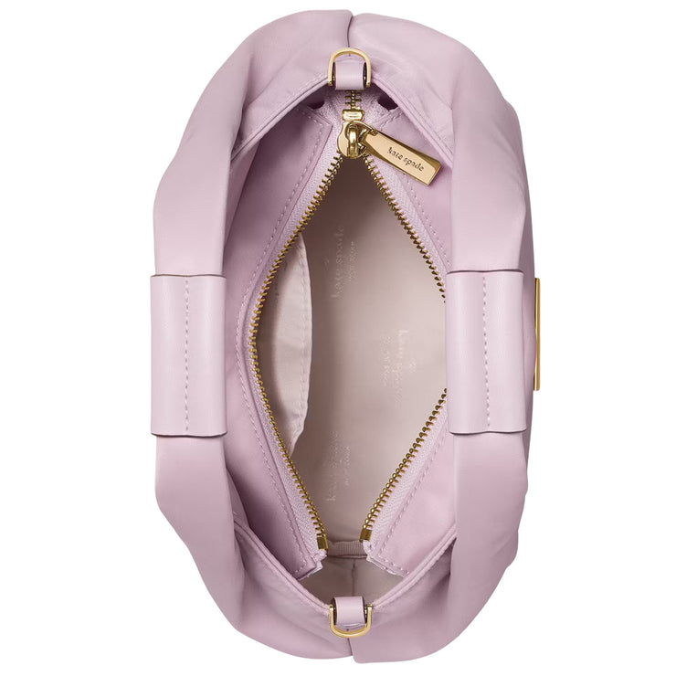 Interior View of Front View of Kate Spade Carter Nylon Small Pleated Crossbody Bag - Lavender Smoke KL965