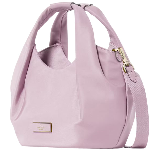 Side View of Kate Spade Carter Nylon Small Pleated Crossbody Bag - Lavender Smoke KL965