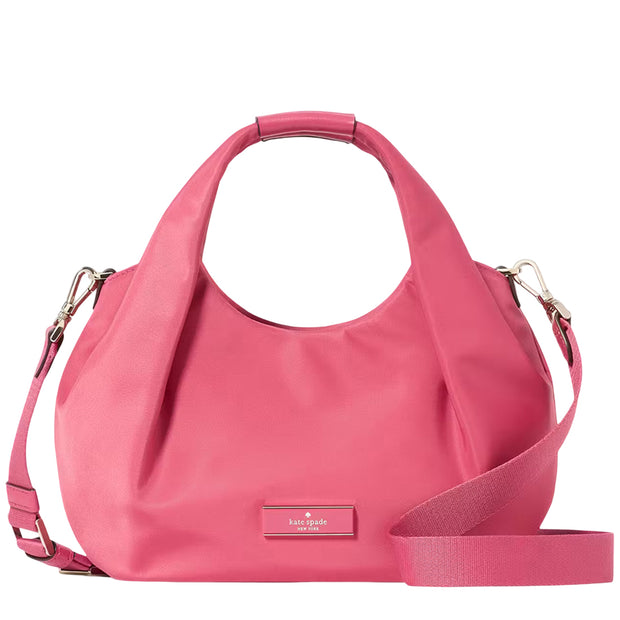 Front View of Kate Spade Carter Nylon Small Pleated Crossbody Bag - Rose Oil KL965