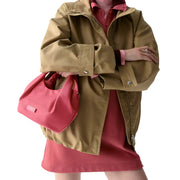 Model Carrying Kate Spade Carter Nylon Small Pleated Crossbody Bag - Rose Oil KL965