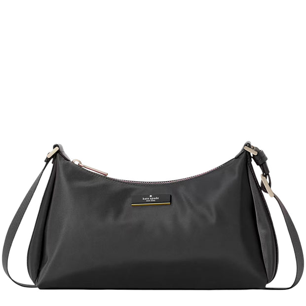Front View of Kate Spade Carter Nylon Small Shoulder Bag - Black KL967