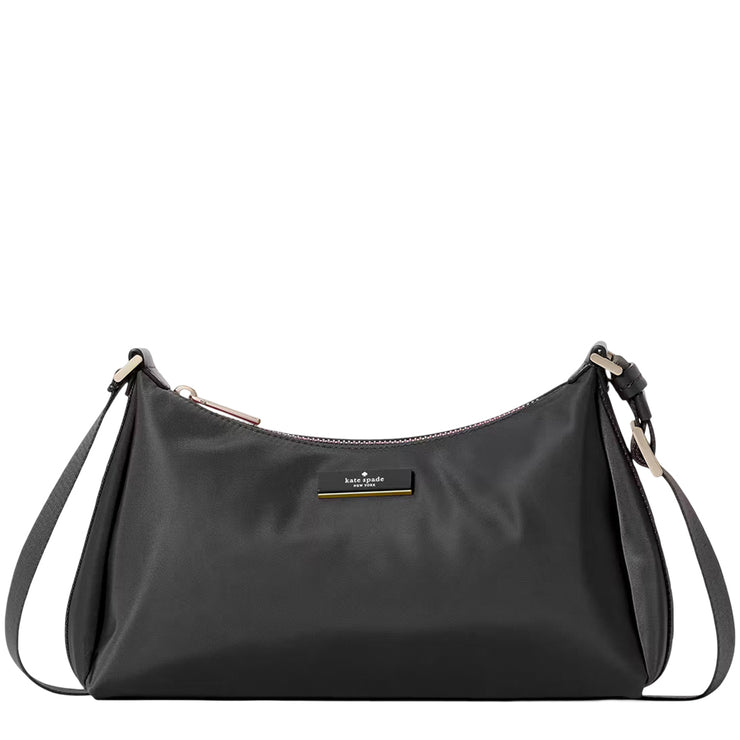 Front View of Kate Spade Carter Nylon Small Shoulder Bag - Black KL967