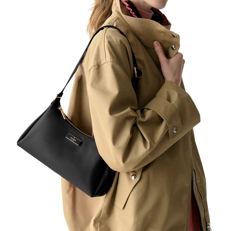 Model Wearing Kate Spade Carter Nylon Small Shoulder Bag - Black KL967