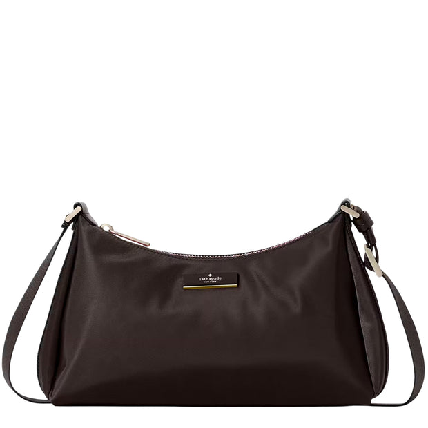 Front View of Kate Spade Carter Nylon Small Shoulder Bag - Hot Fudge KL967