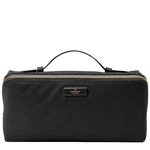 Front View of Kate Spade Carter Nylon Travel Cosmetic Pouch - Black KL877