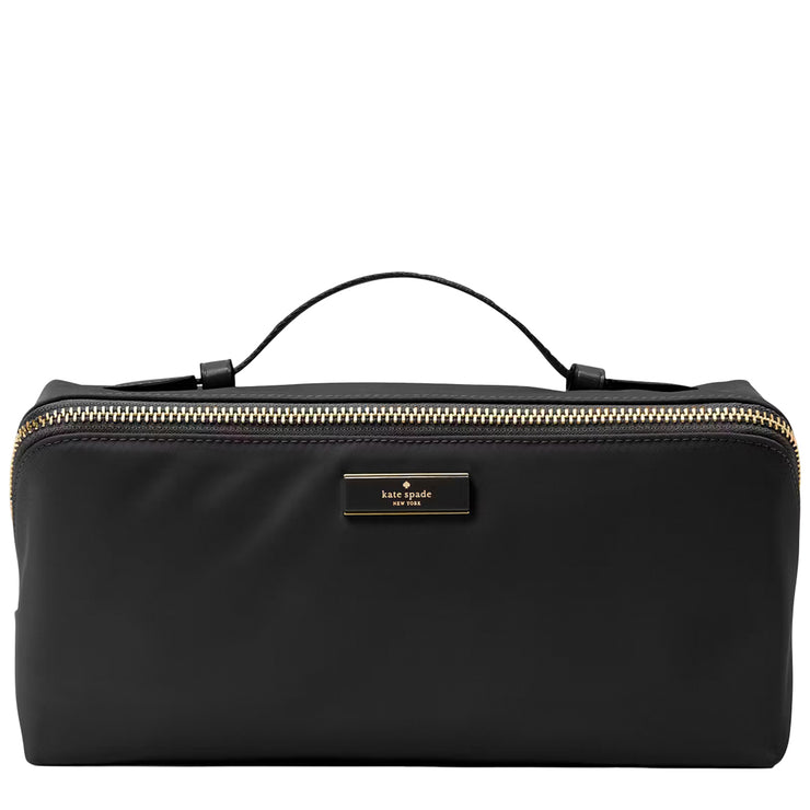 Front View of Kate Spade Carter Nylon Travel Cosmetic Pouch - Black KL877