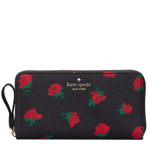 Buy Kate Spade Chelsea Rose Toss Printed Large Continental Wallet in Black Multi ke616 Online in Singapore | PinkOrchard.com