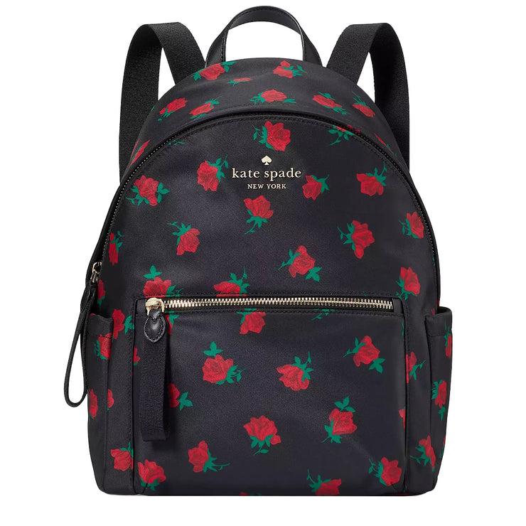 Buy Kate Spade Chelsea Rose Toss Printed Medium Backpack Bag in Black Multi ke435 Online in Singapore | PinkOrchard.com