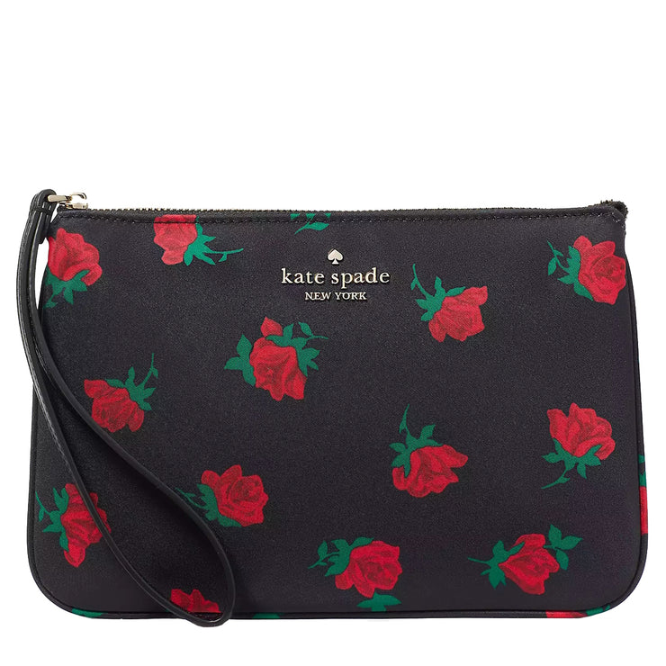 Buy Kate Spade Chelsea Rose Toss Printed Medium Wristlet Pouch in Black Multi ke615 Online in Singapore | PinkOrchard.com