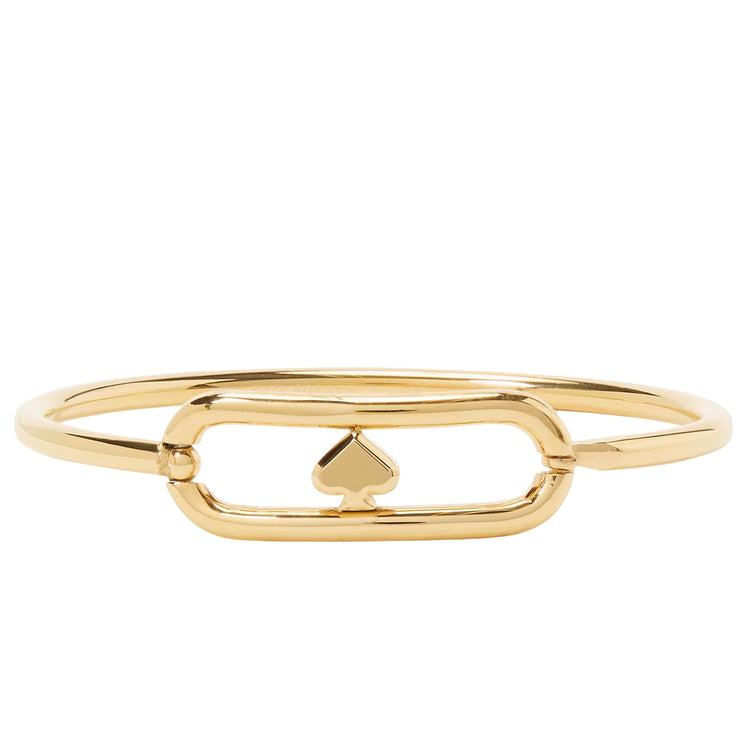 Front View of Kate Spade Cut To The Chase Oval Spade Bangle Bracelet - Gold KM177