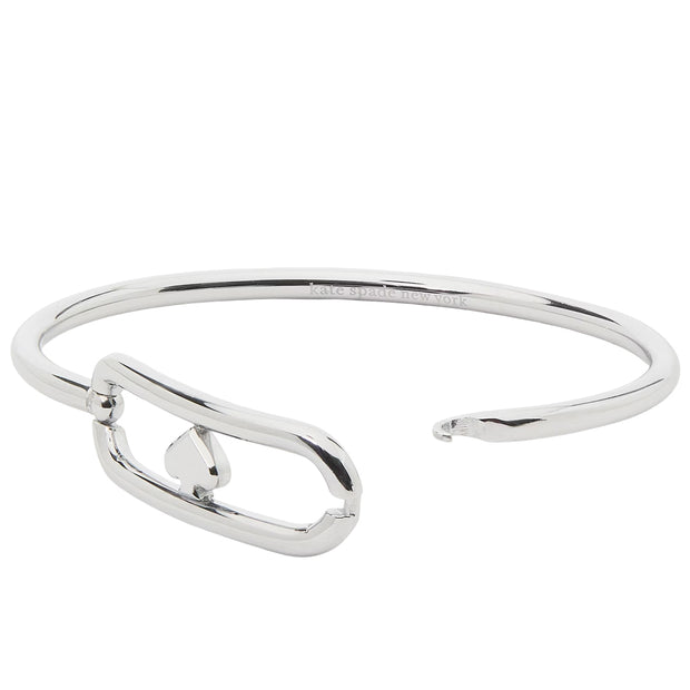 Kate Spade Cut To The Chase Oval Spade Bangle Bracelet - Silver KM177 with Clasp Open
