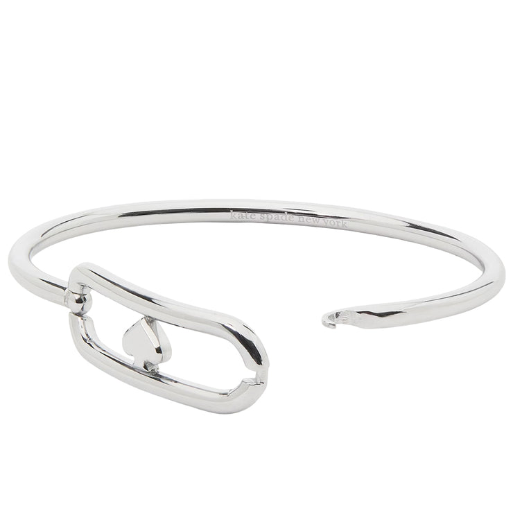 Kate Spade Cut To The Chase Oval Spade Bangle Bracelet - Silver KM177 with Clasp Open