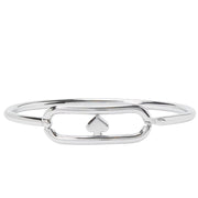 Front View of Kate Spade Cut To The Chase Oval Spade Bangle Bracelet - Silver KM177
