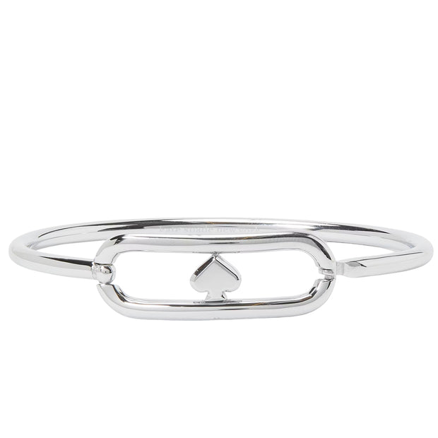 Front View of Kate Spade Cut To The Chase Oval Spade Bangle Bracelet - Silver KM177