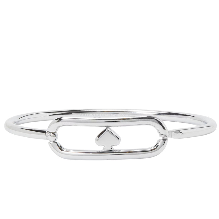 Front View of Kate Spade Cut To The Chase Oval Spade Bangle Bracelet - Silver KM177