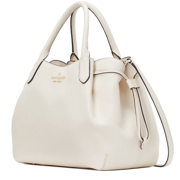 Side View of Kate Spade Dumpling Large Satchel Bag - Parchment K8134