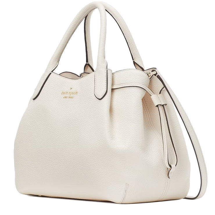 Side View of Kate Spade Dumpling Large Satchel Bag - Parchment K8134
