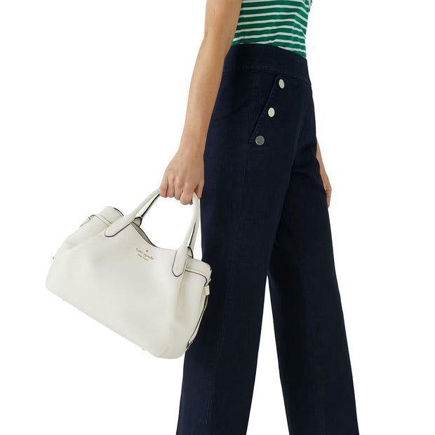Model Carrying Kate Spade Dumpling Large Satchel Bag - Parchment K8134